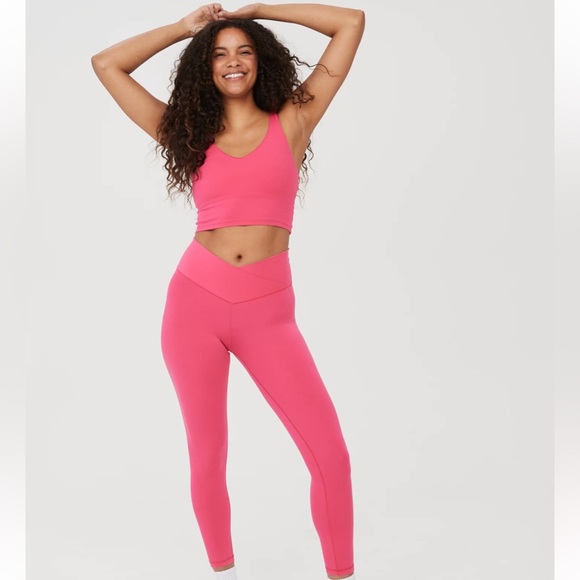 OFFLINE By Aerie Real Me High Waisted Crossover Legging Hot Pink - Picture 1 of 8